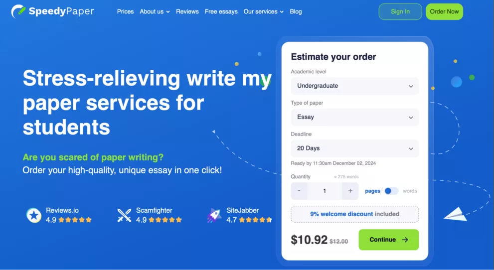 SpeedyPaper main page